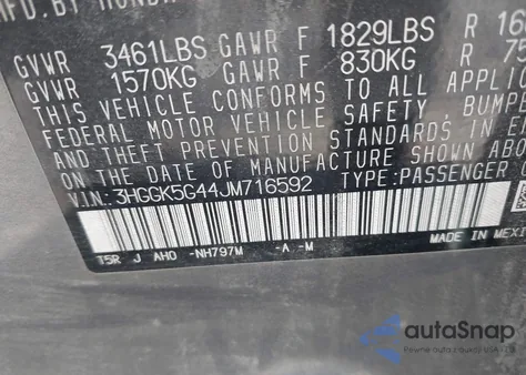 2018 Honda Fit Lx z USA, uszkodzony, nr VIN 3HGGK5G44JM716592